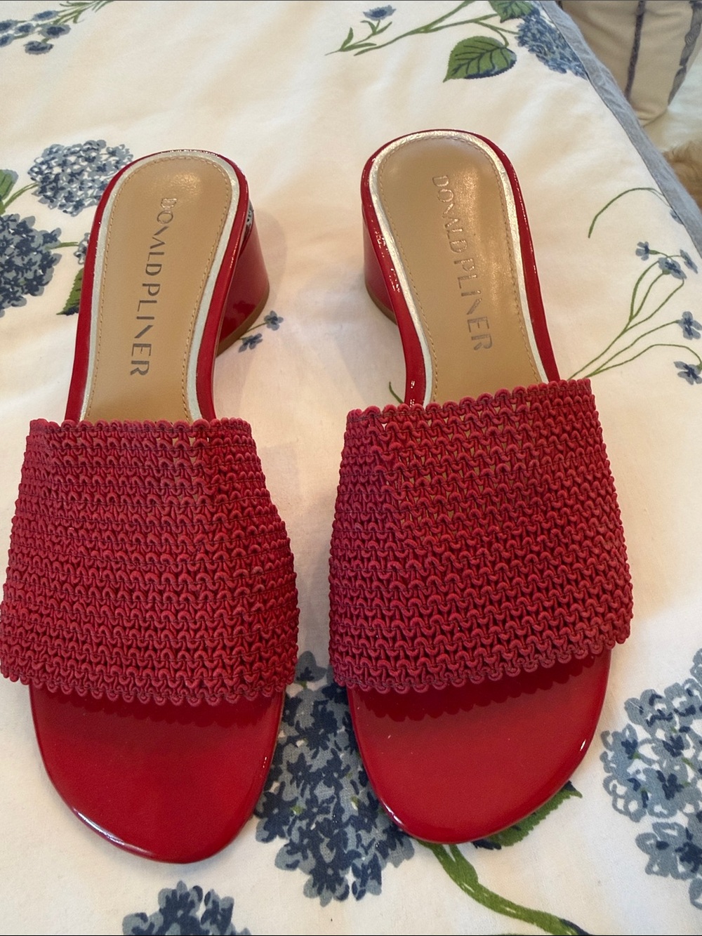 Donald J. Pliner Red Woven Slide Mules